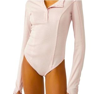 Free People Sloane Bodysuit Pink NWT